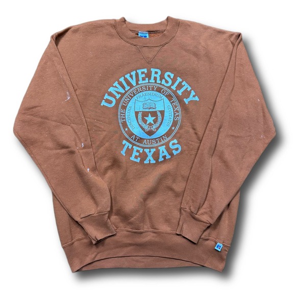 NCAA Texas Longhorns 90s Russell Made in USA Orange Crewneck - Picture 1 of 6